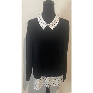 Adrianna Papell Black/White  Heart Sweater - XL